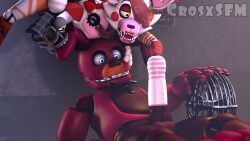 1boy 1boy1girl 1girls blue_eyes crosx_sfm crosxsfm duo fan_character five_nights_at_freddy's five_nights_at_freddy's:_security_breach glamrock_mangle mangle_(fnaf) penetrable_sex_toy penis penis_in_pussy sex spring_bonnie spring_bonnie_(fnaf) surprised_expression vaginal_insertion vaginal_masturbation vaginal_penetration vaginal_sex wolf_girl yellow_eyes