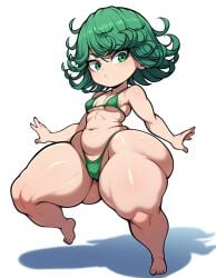 1girls ai_generated ass big_ass big_butt bikini brax_(artist) green_hair hips micro_bikini one-punch_man shortstack small_breasts smaller_female solo tatsumaki thick_thighs thighs wide_hips