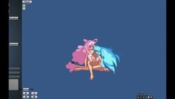 animated big_breasts blue_hair bouncing_breast creampie cum_inside defeated female forced penetration pink_hair pixel_art rape simple_background tobihime vaginal_penetration video video_games yuri