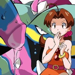 1boy 1girls ahoge alolan_form alolan_muk ambiguous_gender bare_arms bare_shoulders belt big_breasts big_mouth big_penis blue_eyes bracelet breasts brown_eyes brown_hair delia_ketchum_(pokemon) dress eyelashes female gomatarou human imminent_sex jewelry large_breasts large_penis long_hair looking_at_viewer male milf mother muk neck necklace nervous nintendo open_mouth orange_dress penis pokemon pokemon_(anime) pokemon_sm pokephilia ponytail precum regional_form_(pokémon) sexually_suggestive shaded_face size_difference slime slime_monster strapless strapless_dress summer_dress sweat teeth thick_penis thin_waist tongue wet white_background