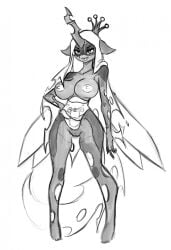 2024 anthro areola arthropod big_breasts breasts changeling crown digital_drawing_(artwork) digital_media_(artwork) ears_down embedded_penetrable_sex_toy energy_wings equid equine fangs female friendship_is_magic genitals hair hand_on_hip hasbro headgear hi_res horn horse internal long_hair machine mammal monochrome multicolored_body my_little_pony narrowed_eyes nipples nude open_mouth penetrable_sex_toy pivoted_ears pony pussy queen_chrysalis_(mlp) robot robot_anthro sex_toy simple_background smile snoutless solo standing tail teeth translucent translucent_belly two_tone_body wings