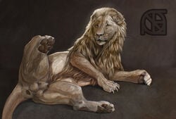 absurd_res anthro anus ass balls cosmiclife feet feline feral fur hi_res lion looking_at_viewer lying male mammal on_side paws pinup pose semi-anthro solo spread_legs spreading whiskers