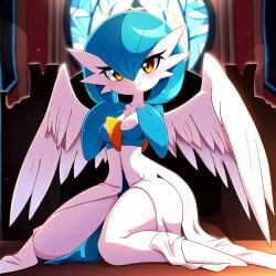 ai_generated angel_wings church gardevoir novelai pokemon pokemon_(species) shiny_pokemon smiling_at_viewer