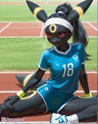 ai_generated cameltoe fur furry high_resolution highres hires panzglard pokemon sport sports_bra sports_uniform sportswear sweat umbreon