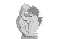 blushing hugging implied_after_sex kimetsu_no_yaiba male/male naked_male sanegiyuu sanemi_shinazugawa t4t tomioka_giyuu top_surgery_scars yaoi