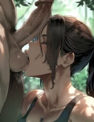 ai_generated lara_croft lara_croft_(ai_generated) sucking_balls sucking_testicles tagme tomb_raider