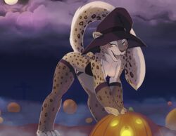 absurd_res areolae ass breasts disney fabienne_growley feline female female_only fur furry halloween hat leopard mammal nipples sabrotiger small_breasts snow_leopard stockings thighhighs witch_hat zootopia