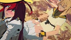 3d animated ass blonde_hair blue_eyes bridget clothed fingerless_gloves green_eyes guilty_gear guilty_gear_strive jack-o'_valentine male musi_cassie penetration red_eyes red_hair rougenine sound sound_edit tagme trans_woman transfem video
