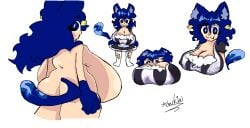 1girls :3 aaanarkia adorable animal_ears ass back_view backboob bells big_ass big_breasts big_butt blue_eyes blue_fur blue_hair blue_tail breasts brick_(aaanarkia) cat_ears cat_girl cat_tail catgirl chubby chubby_female cleavage cute ear fat_ass fat_tits female_focus female_only huge_ass huge_breasts huge_butt hyper hyper_breasts looking_at_viewer looking_back looking_over_breasts looking_over_shoulder maid maid_apron maid_outfit maid_uniform multiple_angles solo solo_female tail