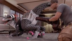 16:9 3d_(artwork) 4k absurd_res animal_dildo animal_genitalia animal_sex_toy blender_(artwork) bottomwear camo camo_bottomwear camo_clothing camo_hat camo_headgear camo_headwear camo_pants camo_print carpet_floor ceiling_fan cloaca cloacal cloacal_penetration clothing colored_nails curious digital_media_(artwork) dildo dildo_in_cloaca dildo_insertion dinosaur door dromaeosaurid duo electric_fan electronics equine_dildo feathers female feral frontier_developments furniture genitals gloves grey_body grey_skin handwear hat headgear headwear hi_res human jurassic_park jurassic_world jurassic_world_evolution kenresek kneeling lipstick looking_at_dildo looking_at_object looking_at_sex_toy maid_uniform makeup male male/female mammal nails pants pattern_bottomwear pattern_clothing pattern_hat pattern_headgear pattern_headwear pattern_pants peeking_through_door penetration pink_nails pink_talons prehistoric_species red_body red_feathers reptile saurischian scalie sex_toy sex_toy_in_cloaca sex_toy_insertion shirt sofa t-shirt television theropod topwear uniform universal_studios velociraptor wall_lamp widescreen window window_curtains wood wood_door wood_furniture