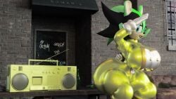 1girls 3d animated boombox female female_only gif gold_boombox_(prevence) green_and_black_hair jolt_(bittersweetmayhem) jolt_the_tenrec latex latex_suit looking_at_viewer loop meat_corps meatcorp oc saluting shaking shaking_ass shaking_butt solo solo_female sonic_(series) tagme tenrec twerk twerking video