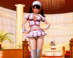 1girls 3d female female_only honey_select ling_xiaoyu pantyshot pantyshot_(standing) pinup sexy_nurse solo solo_female tekken twintails xiaochan99
