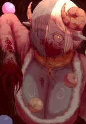 1girls 2025 2025s big_breasts black_and_white_hair black_hair blood_drip blood_on_breast blood_on_breasts blood_on_chest blood_on_face blood_on_hand blood_splatter boobs_bigger_than_head breasts breasts_bigger_than_head chained_collar christmas christmas_ornament christmas_ornaments clawed_fingers claws cleavage clothed clothed_female clothing collar color colored commission commissioner_upload dripping_blood eyes_open eyes_wide_open female female_focus female_only grey_skin hair hair_between_eyes hair_over_one_eye horn horns horror horror_(theme) indie_virtual_youtuber indie_vtuber krampus large_boobs large_breasts large_tits lulnger murmaider open_eyes pale-skinned_female pale_skin plain_background simple_background tits_bigger_than_head virtual_youtuber vtuber vtuber_fanart vtuberfanart white_hair yellow_eyes