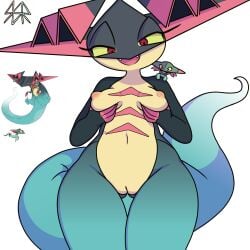 1:1 2025 4_fingers absurd_res ambiguous_feral ambiguous_gender anthro anthrofied black_body blue_body blue_tail breast_grab breasts carrying_another cute_fangs digital_media_(artwork) dragapult dreepy duo eyelashes fangs female female_anthro feral fingers front_view generation_8_pokemon genitals hand_on_breast hand_on_own_breast hands_on_own_breasts hi_res larger_anthro larger_female long_eyelashes looking_at_viewer markings medium_breasts multicolored_body navel nintendo nipples nude nude_anthro nude_female on_shoulder open_mouth open_smile pink_nipples pink_tongue pokemon pokemon_(species) pupils red_body red_eyes red_fingers red_markings safersophieroth simple_background size_difference smaller_ambiguous smaller_feral smile tail teeth thigh_gap tongue vulva watermark wide_hipped_anthro wide_hipped_female wide_hips yellow_body yellow_breasts yellow_sclera