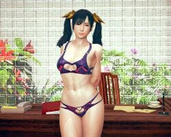 1girls 3d arms_behind_back bikini female female_only honey_select ling_xiaoyu pinup solo solo_female tekken tekken_8 twintails xiaochan99