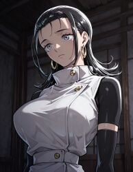 1girls ai_generated big_breasts black_eyes breasts dark earrings female fully_clothed hair imminent_sex jujutsu_kaisen jujutsu_kaisen_modulo yuka_okkotsu