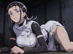 1girls ai_generated black_eyes breasts crying dark defeated_heroine earrings female hair imminent_sex jujutsu_kaisen jujutsu_kaisen_modulo torn_clothes yuka_okkotsu