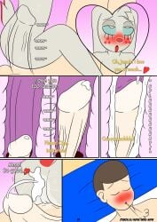 angel angel_gabby angel_hare anthro anthro_penetrated bedroom_eyes blush bodily_fluids comic cum cum_in_vagina cum_inside duo female genital_fluids hi_res human human_on_anthro human_penetrating human_penetrating_anthro interspecies jonah_whitman lagomorph leporid male male/female mammal narrowed_eyes otakon_(artist) penetration rabbit seductive sex sigh sound_effects text the_east_patch wings