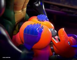 3d 3d_animation 3d_render animated anthro boobjob cayenne_(kasdaq) dominant_male glistening_body glistening_breasts high_quality high_resolution holding_breast humanoid_genitalia humanoid_penis kasdaq kasdaq_(character) muscular_male nipples no_sound scalie shorter_than_10_seconds submissive_female tagme titjob video