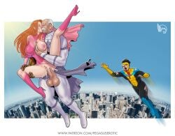 1girls 2boys atom_eve cheating conquest_(invincible) female huge_cock invincible invincible_(comics) male mark_grayson multiple_boys ntr older_male older_male_and_younger_female pegasus_(artist) samantha_eve_wilkins sex tagme