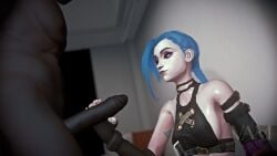 3d 3d_(artwork) big_breasts big_muscles big_penis blue_eyes blue_hair blurred_background blurry blurry_background bored bored_expression chilling clothed clothed_female clothed_female_nude_male clothes curious dark-skinned_male dark_skin handjob handjob_with_gloves hd highres hot interracial jinx_(league_of_legends) league_of_legends monster_cock naked naked_male nude nude_male oil oiled oiled_body oiled_skin oily reaching_out tattoo tattoo_on_arm tattooed_arm tattoos tease teasing teasing_penis teasing_viewer thick vamerotica virt-a-mate virtamate waiting white_body white_female