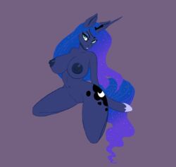 alicorn anthro anthrofied big_breasts breasts cocaine-leopard equine female friendship_is_magic hair horn kneeling mammal multicolored_hair multicolored_mane my_little_pony princess_luna_(mlp) pussy solo wings