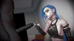 3d 3d_(artwork) big_breasts big_muscles big_penis blue_eyes blue_hair blurred_background blurry blurry_background bored bored_expression chilling clothed clothed_female clothed_female_nude_male clothes cum curious dark-skinned_male dark_skin hd highres hot interracial jinx_(league_of_legends) league_of_legends leaking leaking_cum leaking_precum monster_cock naked naked_male nude nude_male oil oiled oiled_body oiled_skin oily precum precum_drip precum_on_hand precum_on_penis precum_string reaching reaching_for_penis reaching_out tattoo tattoo_on_arm tattooed_arm tattoos tease teasing teasing_penis teasing_viewer thick vamerotica virt-a-mate virtamate waiting