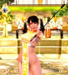 1girls 3d chinese_clothes female female_only honey_select ling_xiaoyu no_panties pelvic_curtain riding_crop solo solo_female tekken tekken_8 twintails xiaochan99
