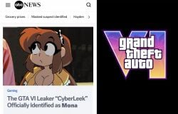 1girl 1girls article black_eyes breasts brown_hair cleavage coolerinker dialogue_box english_language english_text fake_screenshot female grand_theft_auto_vi hairband inker_comics inkershike large_breasts leak long_hair magazine_page maid_headdress mona_(inker_comics) news news_report newspaper ponytail s solo text twintails upper_body yellow_shirt