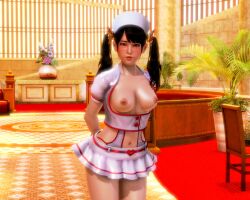 1girls 3d breasts breasts_out female female_only honey_select ling_xiaoyu nurse_lingerie solo solo_female tekken twintails xiaochan99