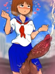1futa 2026 alternate_version_available balls black_penis blush bracelet breasts brown_eyes brown_hair cum cumshot earrings futa_only futanari heart intersex janken_game_acchi_muite_hoi! light-skinned_female light_skin medium_breasts penis pu_re_ga_me reference_sheet school_uniform schoolgirl short_hair skirt solo solo_futa tomomi_(janken_game_acchi_muite_hoi!)