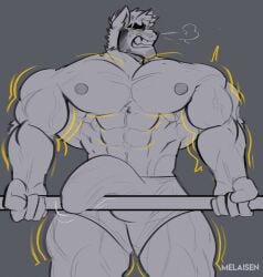 2023 abs absurd_res akita anthro artist_name barazoku barbell bau_(melaisen) big_bulge body_hair briefs briefs_only bulge canid canine canis clenched_teeth clothed clothing comic detailed_bulge digital_drawing_(artwork) digital_media_(artwork) domestic_dog erection erection_under_clothing exercise genital_growth genital_outline greyscale growth hi_res holding_barbell huge_bulge lifting lifting_barbell male male_anthro mammal melaisen monochrome muscle_growth muscular muscular_anthro muscular_male nipples pecs penis_growth penis_outline portrait pubes spitz spot_color teeth tenting text three-quarter_portrait topless transformation underwear underwear_only veiny_arms weightlifting workout