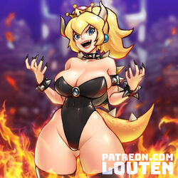 1girls big_breasts bowsette breasts cleavage female female_only fully_clothed genderswap jummy large_breasts looking_at_viewer mario_(series) new_super_mario_bros._u_deluxe nintendo solo thighhighs thunder_thighs