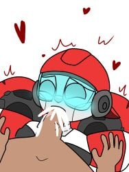 absurd_res alien anthro blue_blush blush bodily_fluids closed_eyes cum cum_in_mouth cum_inside cum_spray cybertronian doveylove124 duo face_fucking genital_fluids hasbro heart_symbol hi_res irrumatio machine male male/male medix_(transformers) oral penile penis_in_mouth robot sex takara_tomy transformers transformers:_rescue_bots_academy transformers_aligned_continuity whimper