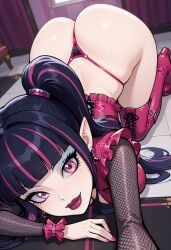 monster_high draculaura vampire vampire_girl pastel_goth goth thong ass ass_up selfie ai_generated