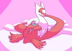 1girls 2018 3_fingers animal_genitalia anus bed bedroom_eyes claws clitoris dragon eyelashes female female_only feral fur furry genital_slit half-closed_eyes hi_res latias legendary_pokémon long_neck looking_at_viewer lying masturbation nintendo nude on_back on_bed pink_background pokemon pokemon_(species) pokemon_rse presenting pussy red_fur scalie seductive slit smile solo spread_legs spread_pussy spreading text video_games violabossanova watermark white_fur wings yellow_eyes