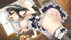 ass breasts cameltoe fist_of_love game_cg heterochromia maid maid_uniform nipples no_bra pantsu see-through skirt_lift stockings thighhighs torn_clothes yusan