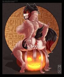 2018 anthro anus ass big_breasts breasts canine female food fox fruit fur furry furry_only glowing glowing_eyes grin halloween hand_on_butt holding_butt holidays llmixll looking_back mammal presenting presenting_anus presenting_hindquarters presenting_pussy puffy_anus pumpkin pussy rear_view red_eyes smile solo spread_ass spreading tail tena_teardrop