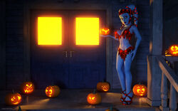 1girls 3d aayla_secura alien alien_girl artist_name bare_shoulders big_breasts blue_skin busty clone_wars curvy day detailed_background eyelashes female female_only freckles front_view halloween headgear hourglass_figure humanoid jedi jedi_master kondaspeter looking_at_viewer mammal midriff night outdoor outside pose posing purple_lips shadow shiny shiny_skin solo standing star_wars twi'lek voluptuous wide_hips yellow_eyes