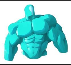 abs bara bara_tits barazoku big_biceps big_muscles big_pecs blue_body cerwcerw gay half_naked male_only muscular muscular_male no_eyes peak shading upper_body
