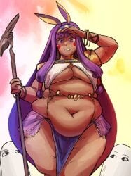 1female 1girls adiposesaleswoman anime_girl bbw chubby dark_skin fat fate/grand_order fate_(series) female nitocris_(fate) nitocris_(fate/grand_order) overweight pudgy_belly weight_gain weight_gain_female