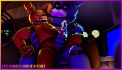 2boys animatronic bonnie_(fnaf) bowtie ejaculation five_nights_at_freddy's fnaf gay green_eyes jerking_off_another lagomorph looking_at_another looking_pleasured male_only n4styr4bbit open_mouth penis pink_eyes purple_body rabbit spring_bonnie spring_bonnie_(fnaf) yellow_body