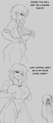 bare_breasts bellatrix_(darwaarts) darwaarts dialogue flashing_breasts flashing_nipple junko_(darwaarts) oc original_character