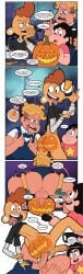 3boys anal ass body_paint comic erection gay halloween iyumiblue lars_barriga male_focus male_only pain penis pumpkin ronaldo_fryman steven_universe thrusting transparent_background watching_sex white_outline yaoi