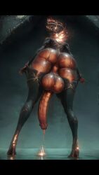 1futa 3d ai ai_animation ai_generated ai_video animated anus ass civitai cum ember_(warframe) ember_heirloom_(warframe) from_behind futanari huge_penis large_testicles letterbox penis shorter_than_10_seconds solo standing tagme testicles vertical_video video warframe