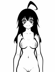 ai_generated art big_breasts black_hair dandere-chan_(reflexia) female game looking_at_viewer love nipples reflexia smile steam white_background white_breasts