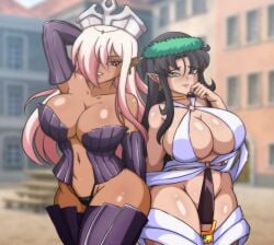 2girls celestine_lucross charlotte_(darwaarts) cosplay costume darwaarts female_only junko_(darwaarts) olga_discordia