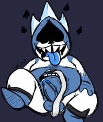 ♠ 1boy 2018 aliasing anal anal_masturbation autoanilingus autorimjob belly big_belly biped blue_balls blue_body blue_glans blue_penis blue_tongue clothing colored_sketch crown deltarune dr-sawboners drooling erection eyeless footwear front_view frown glans grey_background hand_on_leg humanoid humanoid_penis king king_spade long_tongue looking_pleasured male male_only masturbation moobs mostly_nude open_frown open_mouth open_smile oral overweight overweight_male penis plantigrade precum raised_leg reclining rimjob royalty saliva sharp_teeth shoes signature simple_background sitting smile solo spade stomach_mouth suit_symbol sweat teeth testicles tongue tongue_out two_tone_body veins veiny_penis video_games white_body white_tongue