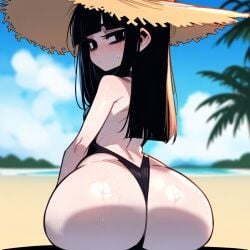 1girls ai_generated ass bags_under_eyes bikini black_hair bra confident dark_circles goth goth_girl hand_on_hip pale-skinned_female pale_skin taller_girl