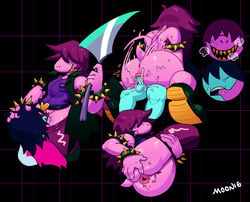 1boy 1girls 2018 anal anal_sex anthro anus ass ass_sweat axe balls blue_skin breasts clothing comic cunnilingus deltarune domination duo female female_focus femdom green_skin grin hair_over_eyes human human_on_anthro interspecies kris_(deltarune) kris_male_(deltarune) lilmoonie looking_back male male_on_anthro male_penetrating mammal melee_weapon monster open_mouth oral penetration penis presenting presenting_anus pubes purple_skin pussy rear_view scalie sequence sex sharp_teeth smile solo_focus spiked_armband spikes spread_anus spread_ass straight susie_(deltarune) sweat teeth undressing vaginal_penetration weapon